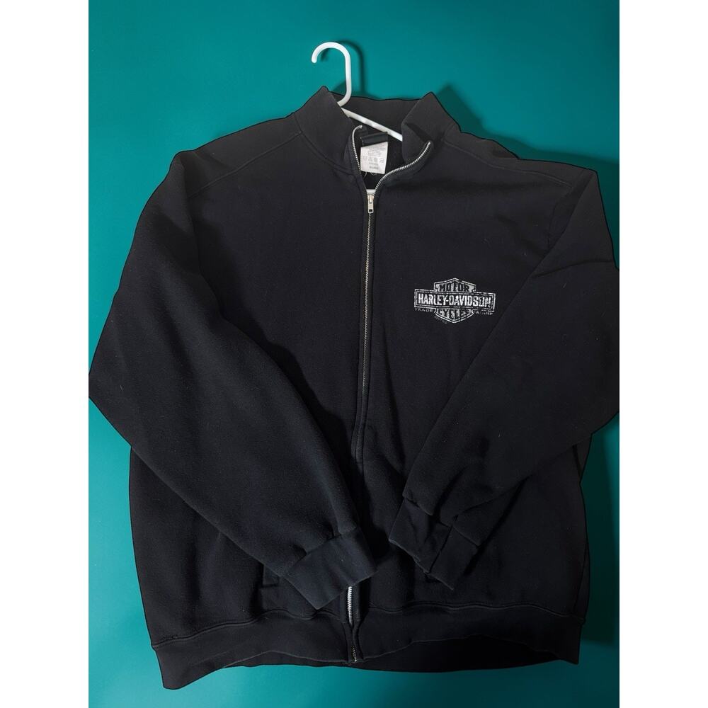 Harley Davidson Hoodie Men's XXL Black Full Zip Grizzly Missoula Montana No Hood